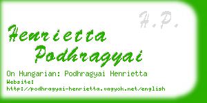 henrietta podhragyai business card